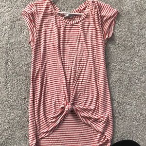 Red and white striped classic tee